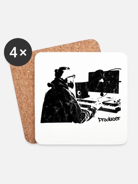 Producer Musik Studio Illustration - Untersetzer (4er-Set) - Weiß