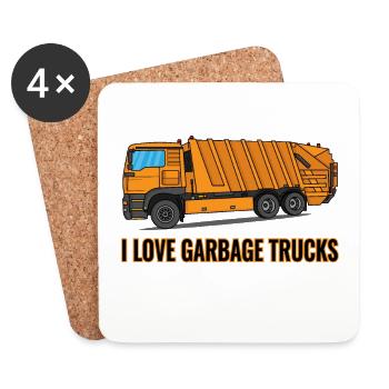 J’adore les camions à ordures - Dessous de verre (lot de 4) - blanc - Devant