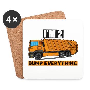 2ème anniversaire deuxième anniversaire camion à ordures - Dessous de verre (lot de 4) - blanc - Devant