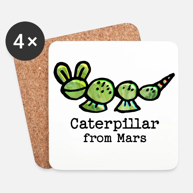 Süße Raupe vom Mars mit lustigem Spruch - Untersetzer (4er-Set) - Weiß