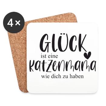 Katze Katzen Katzenmama Haustier Glück Geschenk - Untersetzer (4er-Set) - Weiß - Vorne