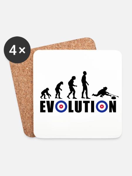 EVOLUTION CURLING Eisstockschießen Geschenk Winter - Untersetzer (4er-Set) - Weiß