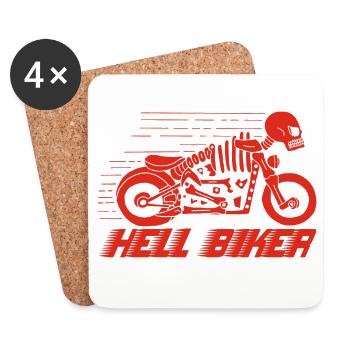 Moto squelette rouge - Dessous de verre (lot de 4) - blanc - Devant