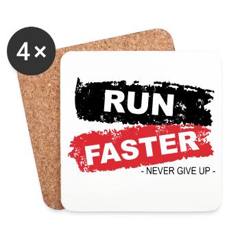 Run Faster Red Brush Style - Coasters (set of 4) - white - Front