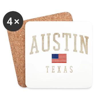 Austin Tx - Dessous de verre (lot de 4) - blanc - Devant