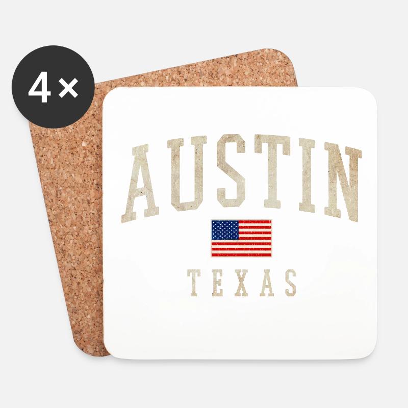 Austin Texas Americana Flag - Untersetzer (4er-Set) - Weiß