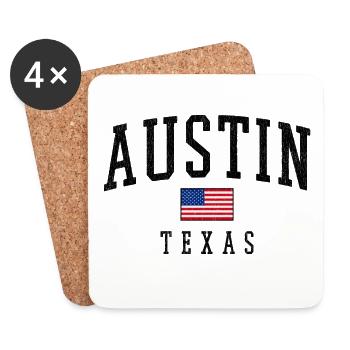 Austin, Texas, motif du drapeau des États-Unis - Dessous de verre (lot de 4) - blanc - Devant