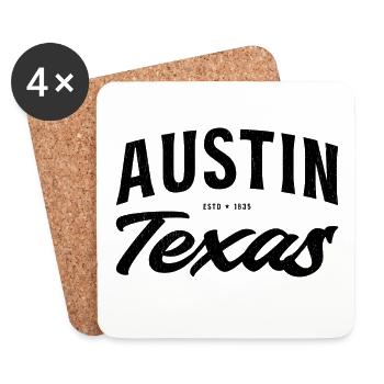 Austin, Texas USA : Conception de l’année de fondation - Dessous de verre (lot de 4) - blanc - Devant