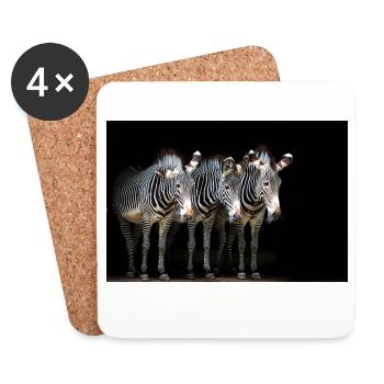Trois zèbres - Dessous de verre (lot de 4) - blanc - Devant