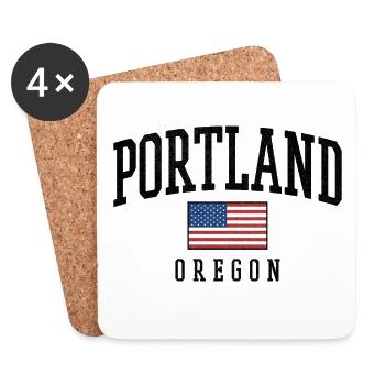 Portland, Oregon, USA, Flag Graphic Design - Coasters (set of 4) - white - Front
