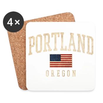 Portland Oregon Americana Flag - Untersetzer (4er-Set) - Weiß - Vorne