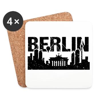 Berlin Skyline Vintage Capital Berlin - Dessous de verre (lot de 4) - blanc - Devant
