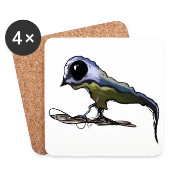 Blaumeise Zombie - Untersetzer (4er-Set) - Weiß - Vorne
