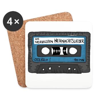 Retro Tape - die nervigsten Weihnachtslieder 90min - Untersetzer (4er-Set) - Weiß - Vorne