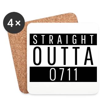 STRAIGHT OUTTA 0711 - Untersetzer (4er-Set) - Weiß - Vorne