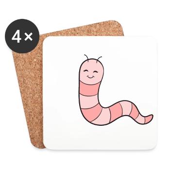 Worm Earthworm - Coasters (set of 4) - white - Front