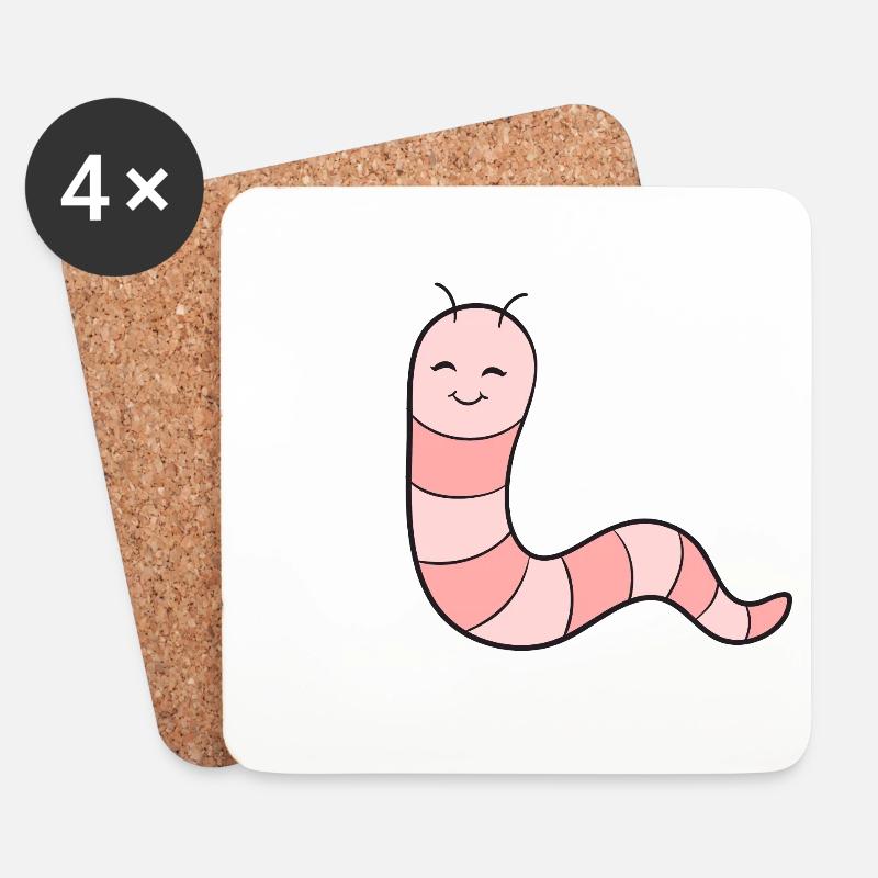 Wurm Regenwurm - Untersetzer (4er-Set) - Weiß