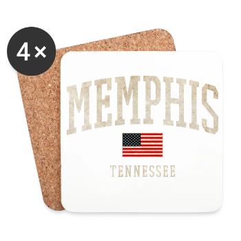 Memphis Tennessee Vintage Flag - Untersetzer (4er-Set) - Weiß - Vorne