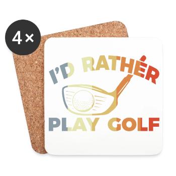 Ich würde lieber Golf spielen - Untersetzer (4er-Set) - Weiß - Vorne