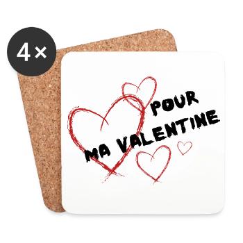Pour ma Valentine - Dessous de verre (lot de 4) - blanc - Devant