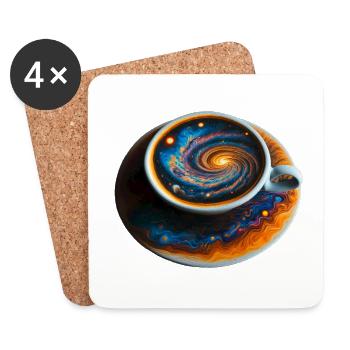 Weltraum Kaffee Galaxie Lecker - Untersetzer (4er-Set) - Weiß - Vorne