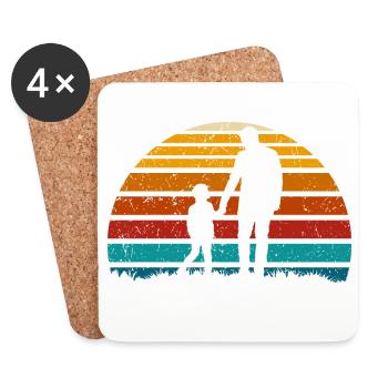 Silhouette Sunset: Vater und Kind - Untersetzer (4er-Set) - Weiß - Vorne