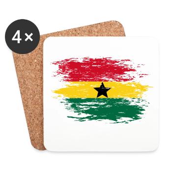 Ghana Map Flag used - Coasters (set of 4) - white - Front