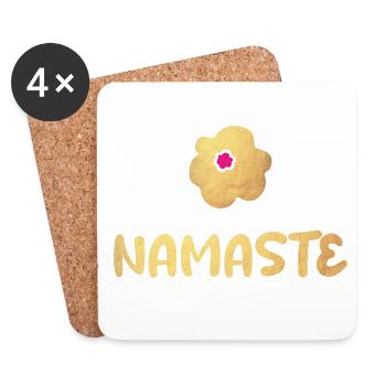 Namaste Yoga Flower Gold Meditation vibes om - Coasters (set of 4) - white - Front