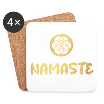 Namaste Fleur de Vie Or Yoga Méditation de luxe - Dessous de verre (lot de 4) - blanc - Devant