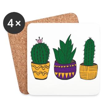 Cactus colorés à la mexicaine - Dessous de verre (lot de 4) - blanc - Devant