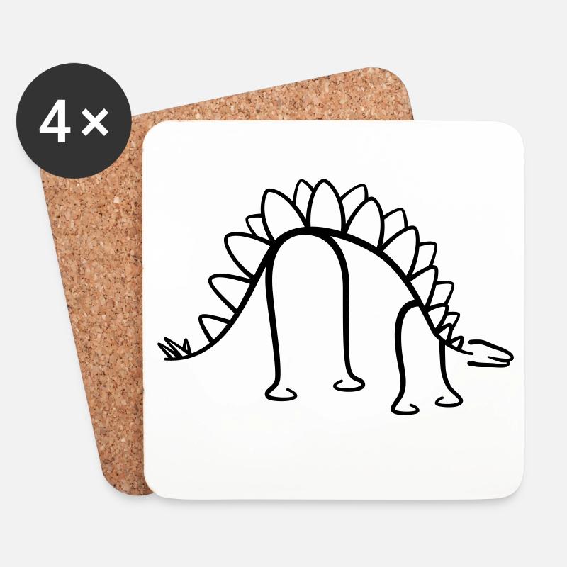 Dinosaurier Stegosaurus Dino Liniengrafik - Untersetzer (4er-Set) - Weiß