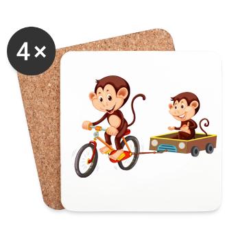 Singe mignon rigolo - Dessous de verre (lot de 4) - blanc - Devant