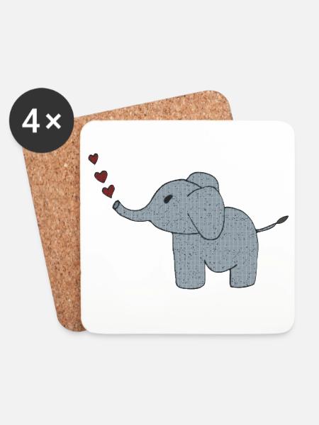 elefant gewebe mit herzen - Untersetzer (4er-Set) - Weiß
