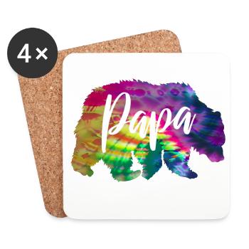 Bear Papa Batik Tie Dye - Coasters (set of 4) - white - Front