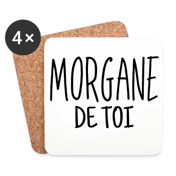 Morgane de toi, amoureux, fou amoureux - Dessous de verre (lot de 4) - blanc - Devant