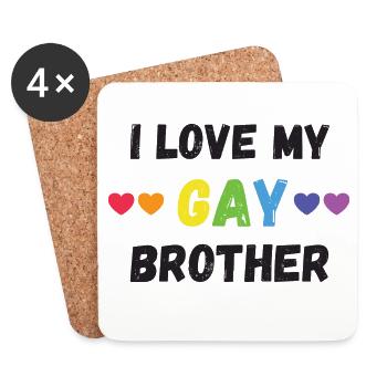 Pride Month LGBT - Ich liebe meinen schwulen Bruder - Untersetzer (4er-Set) - Weiß - Vorne