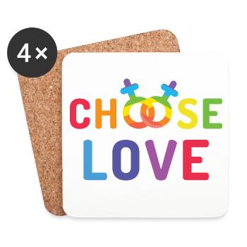 Mois de la fierté LGBT - Amour - Dessous de verre (lot de 4) - blanc - Devant