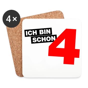 Ich bin schon 4 - Untersetzer (4er-Set) - Weiß - Vorne