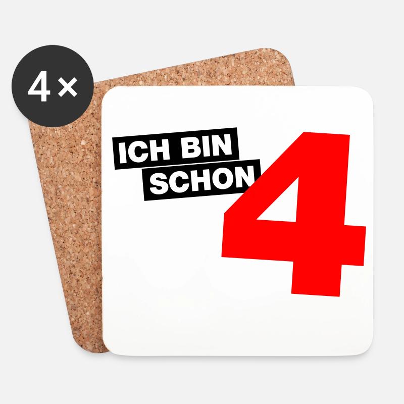 Ich bin schon 4 - Untersetzer (4er-Set) - Weiß