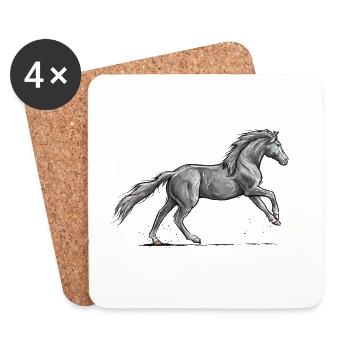 Black horse gallop - Coasters (set of 4) - white - Front