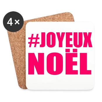 NOËL. JOYEUX NOËL. MERRY CHRISTMAS. NOUVEL AN - Dessous de verre (lot de 4) - blanc - Devant