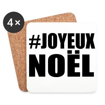 NOËL. JOYEUX NOËL. MERRY CHRISTMAS. NOUVEL AN - Dessous de verre (lot de 4) - blanc - Devant