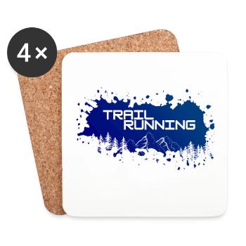 Trail running, montagnes et forêt de touches blanches de couleurs - Dessous de verre (lot de 4) - blanc - Devant
