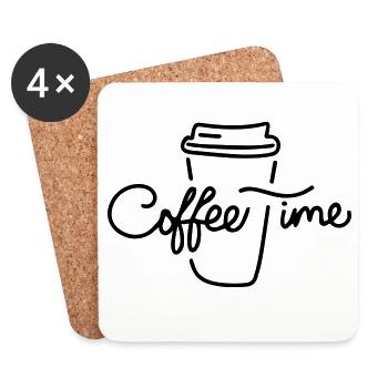 Cadeau 'Coffee Time', Art Minimaliste - Dessous de verre (lot de 4) - blanc - Devant