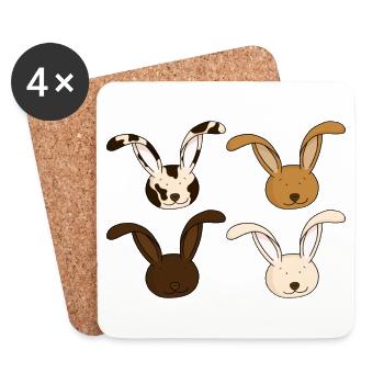 Quatre lapins mignons - Dessous de verre (lot de 4) - blanc - Devant