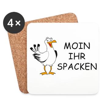 Moin ihr Spacken - Untersetzer (4er-Set) - Weiß - Vorne