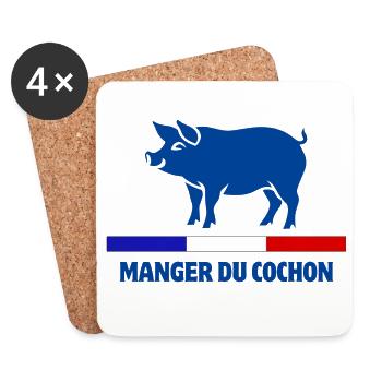 manger du cochon, boucher, boucherie - Dessous de verre (lot de 4) - blanc - Devant