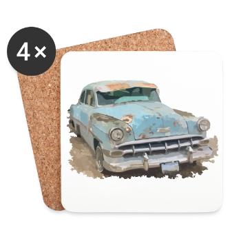 Vintage Car - Untersetzer (4er-Set) - Weiß - Vorne