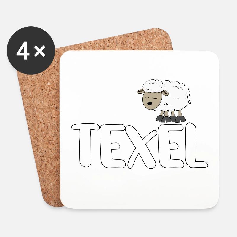 Schaf Texel (bunte Version) - Untersetzer (4er-Set) - Weiß