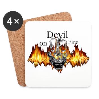 Devil on Fire Skull Flame - Coasters (set of 4) - white - Front